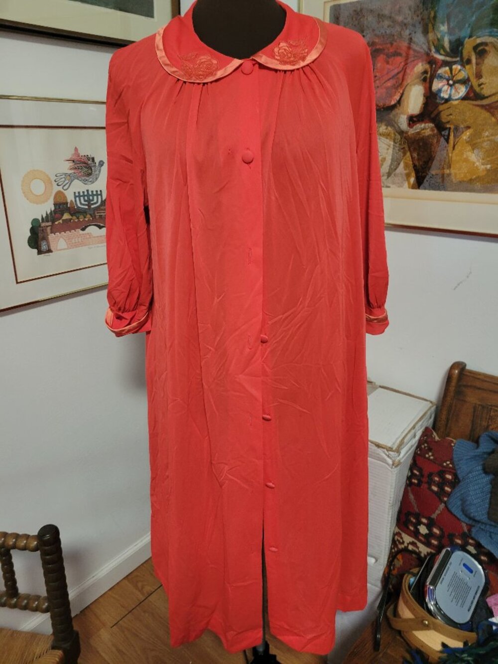Vintage 60's Nylon Coral Robe